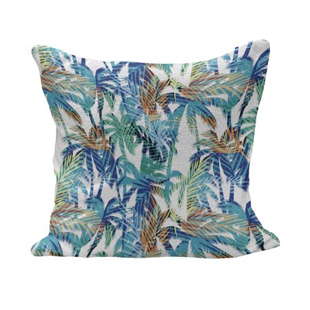 Palm Leaf Fluffy Throw Pillow Cushion Cover  Tropical Summer Print with Palm Abstract Nature Pattern Fantasy Dream  Decorative Square Pillow Case  24 