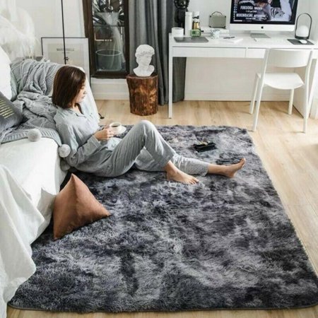 MEROTABLE Long Plush Area Rug Soft Fur Non-Slip Decorative Washable Floor Mat for Living Room Bedroom Gray 1200MMx1600MM