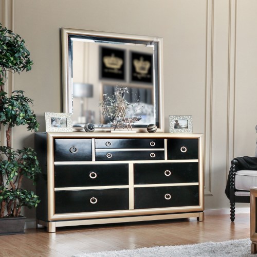 Furniture of America Hathway Contemporary Two-Tone 8-Drawer Dresser with Mirror - IDF-7263-DM
