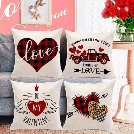 JunDanmall Valentines Day Pillowcase Square Detailed Printed Flax Throw Pillow Cover for Car  Color#5674