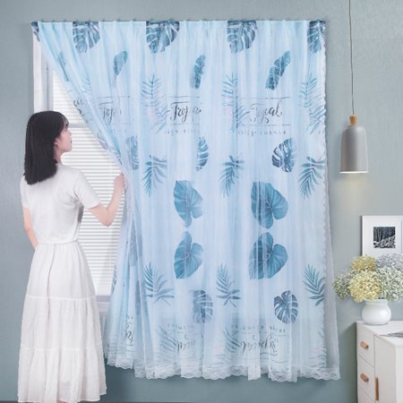 JunDanmall Printed Punch-free Fastener Tape Curtain Nordic Style Bedroom Window Door Decor  Color#2292