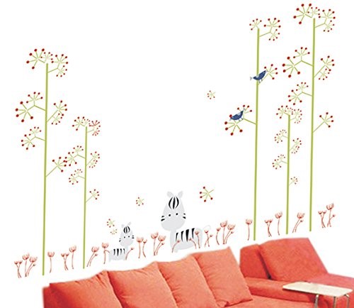 Pop Decors PT-0036-Vb Beautiful Wall Decal, Zebra in the Jungle