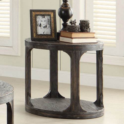 Riverside Bellagio Round End Table - Weathered Worn Black - 11808