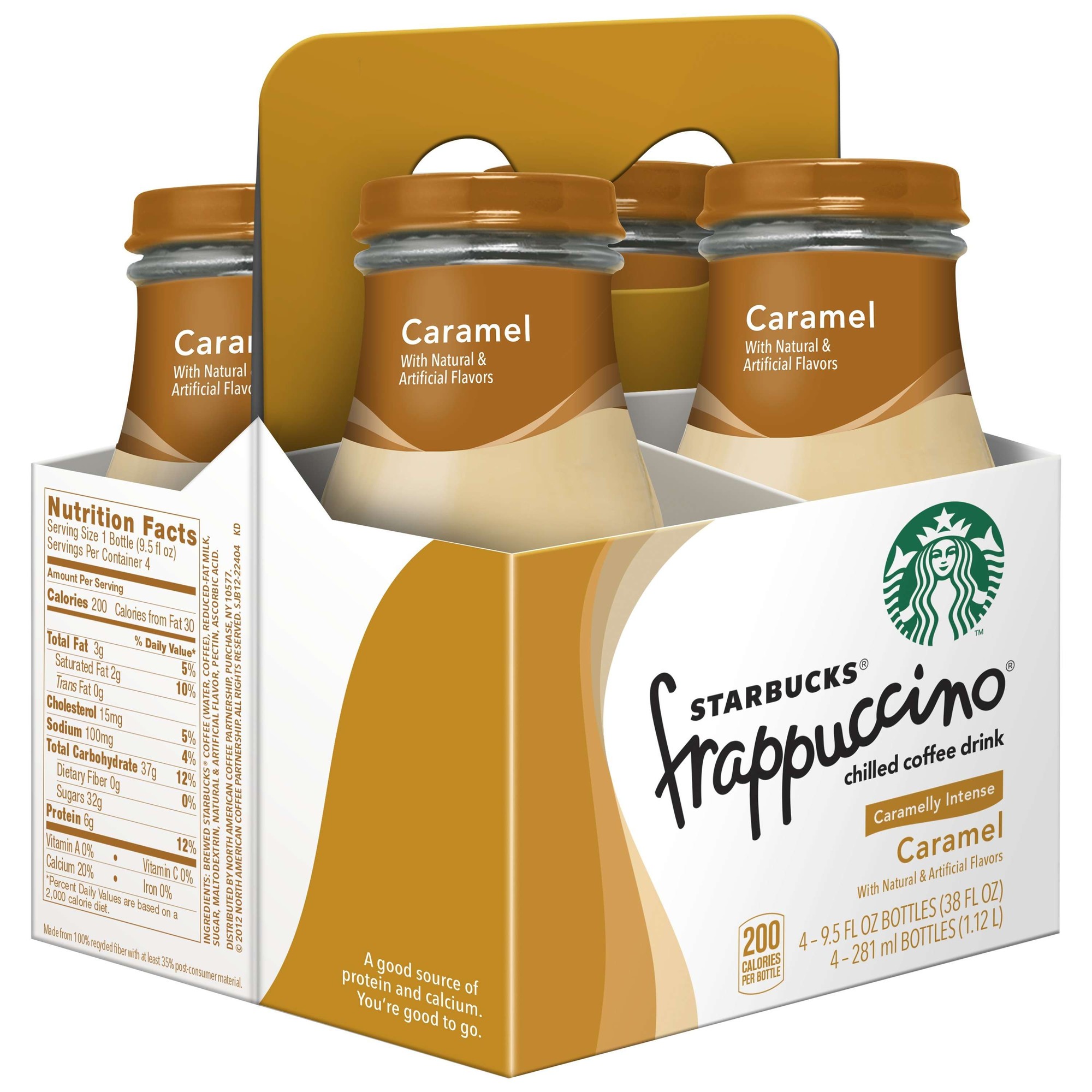 Starbucks Frappuccino Caramel Iced Coffee  9.5 Oz  4 Pack Bottles
