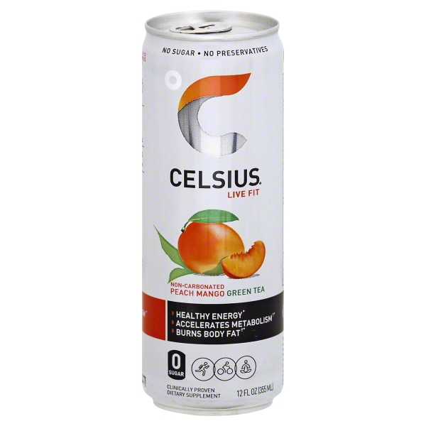 Celsius, Fizz-Free Peach Mango Green Tea, 12 Oz | CVS