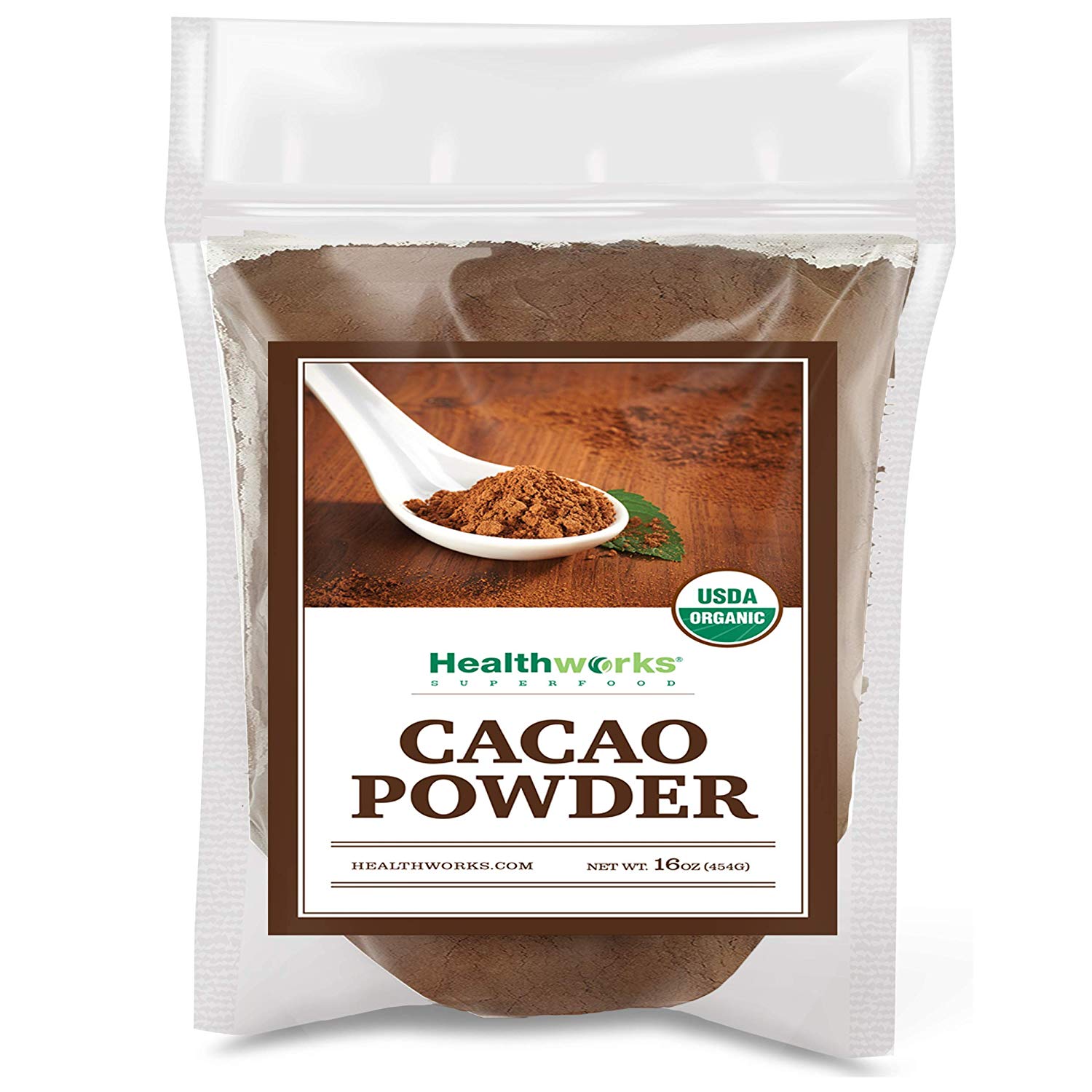 Healthworks Cacao Powder (16 Ounces / 1 Pound) | Cocoa Chocolate Substitute | Certified Organic | Sugar-Free, Keto, Vegan & Non-GMO | Peruvian Bean/Nut Origin | Antioxidant Superfood