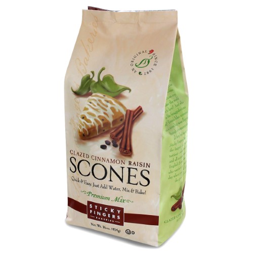 STICKY FINGERS BAKERY, PREMIUM MIX, SCONES, GLAZED CINNAMON RAISIN