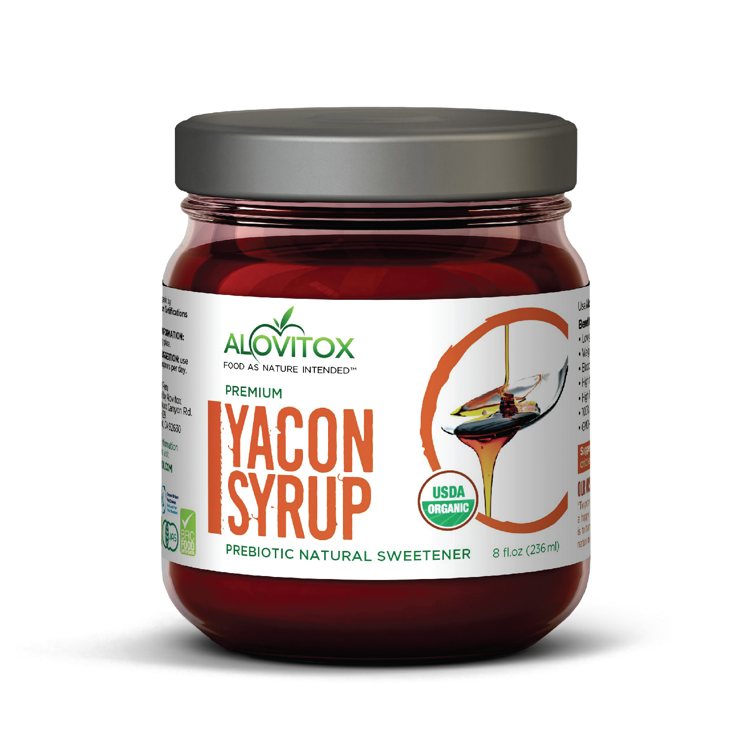 Diet info for Alovitox Yacon Syrup, Natural Sweetener with Low Sugar
