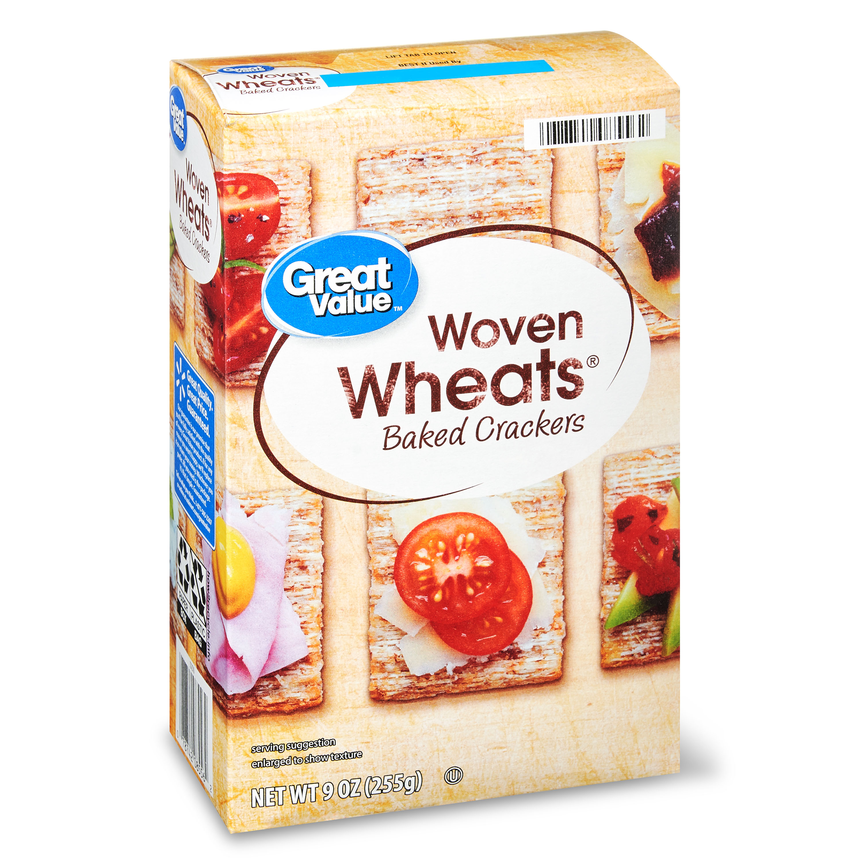 Great Value Woven Squares Whole Wheat Crackers, 9 Oz., 6 Count