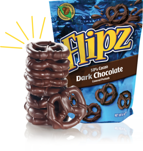 DARK CHOCOLATE COVERED PRETZELS, DARK CHOCOLATE