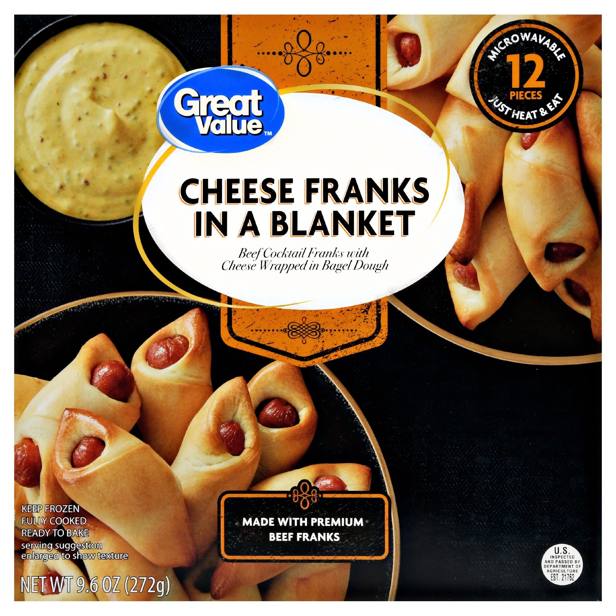 Great Value Cheese Franks in a Blanket, 9.6 Oz, 12 Pieces Image