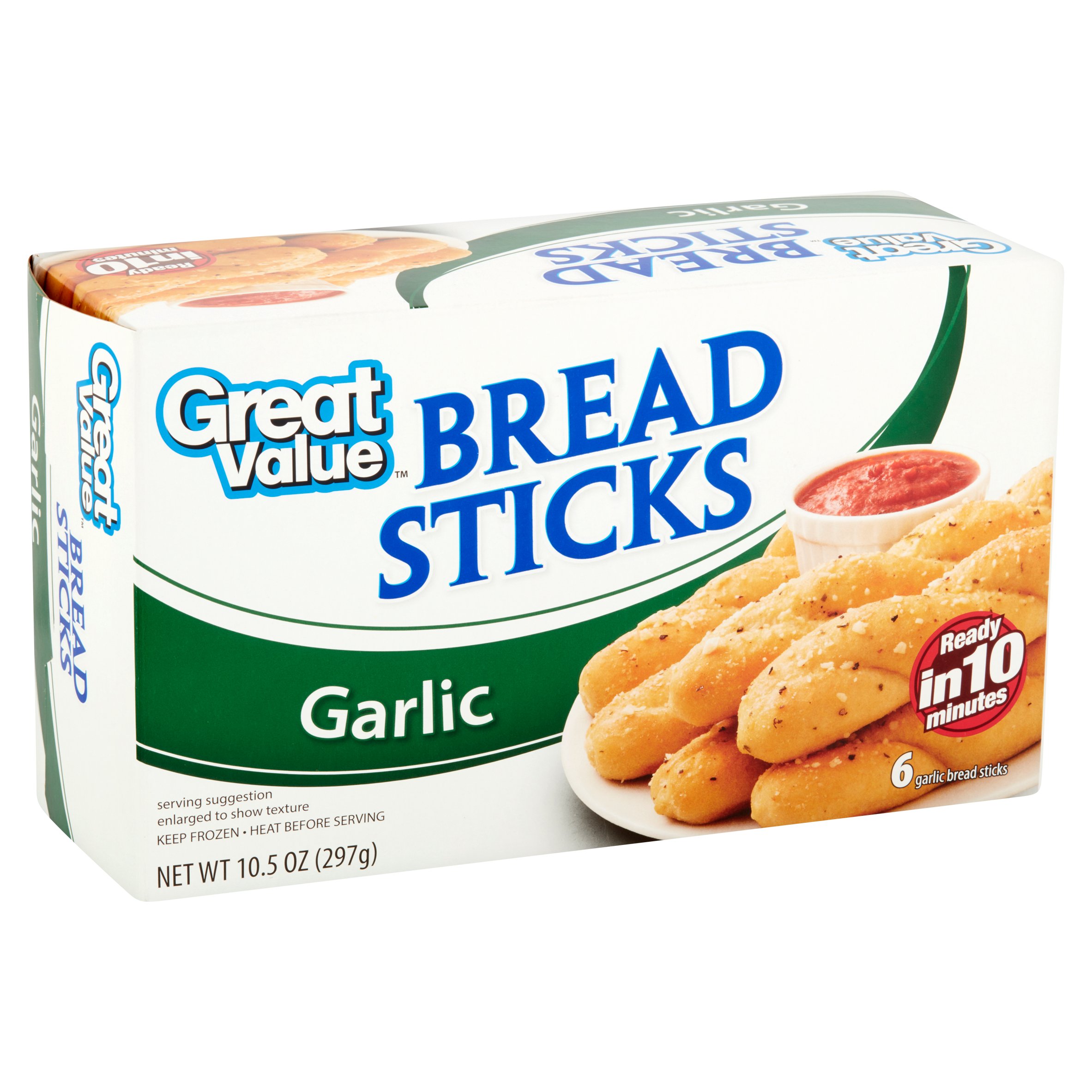 Great Value Garlic Bread Sticks, 10.5 Oz, 6 Count