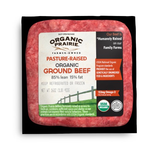 85% LEAN 15% FAT ORGANIC PASTURE-RAISED GROUND BEEF