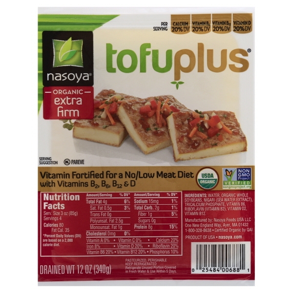 FODMAPs, Gluten & More Nasoya Tofuplus Organic Extra Firm Tofu, 12 oz