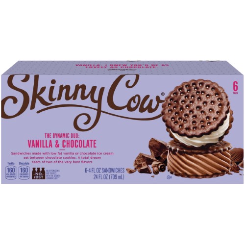 The Skinny Cow Ice Cream Sandwiches, Vanilla & Chocolate, 6 Ct (Frozen)