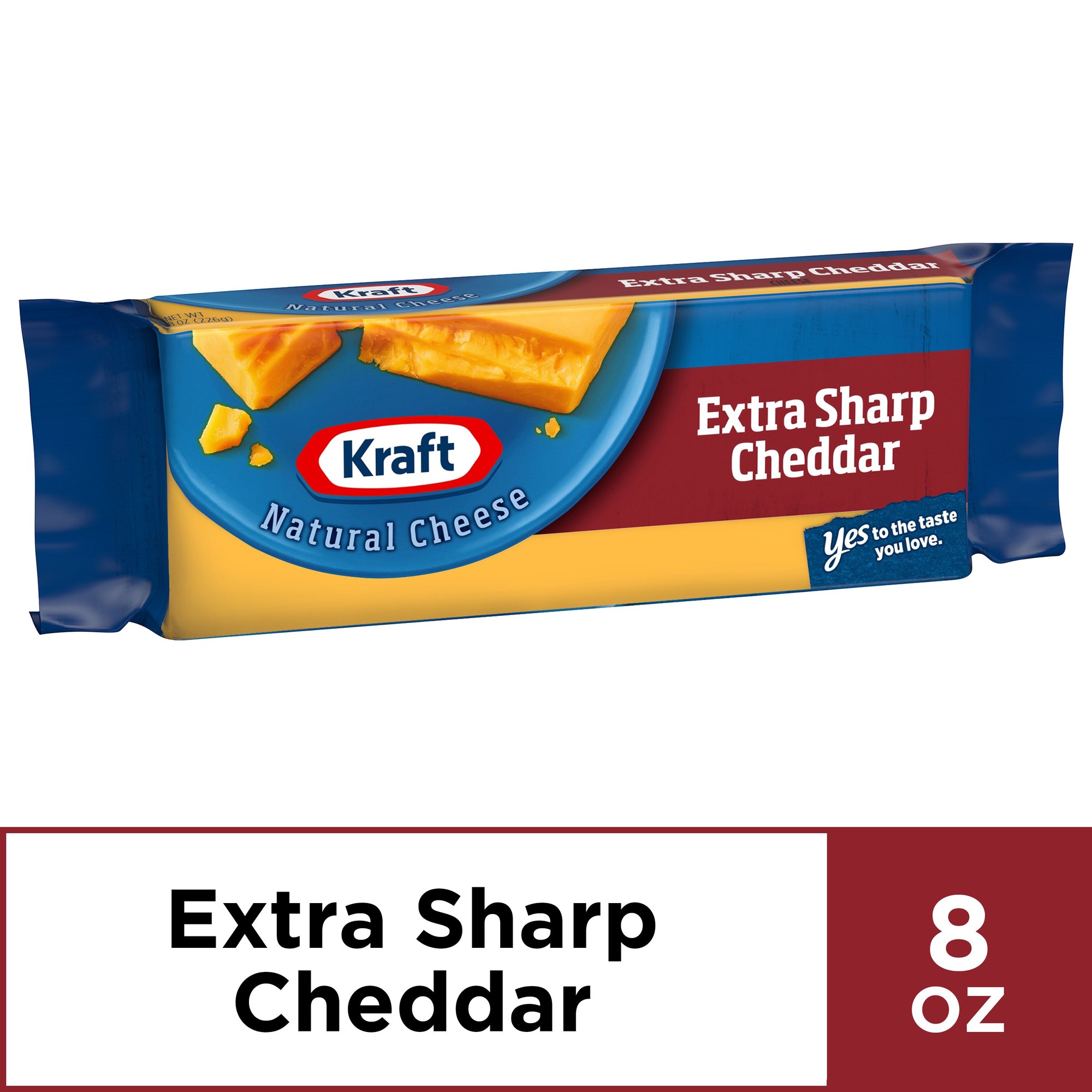 Kraft Extra Sharp Cheddar Cheese Block, 8 Oz Wrapper