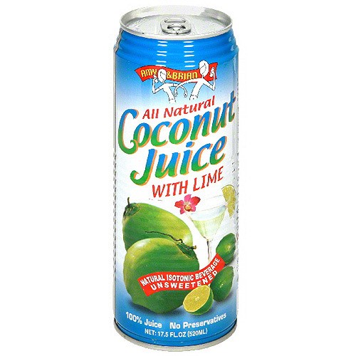 Amy & Brian All Natural Coconut Water with Lime, 17.5 Fl Oz (Pack of 12)