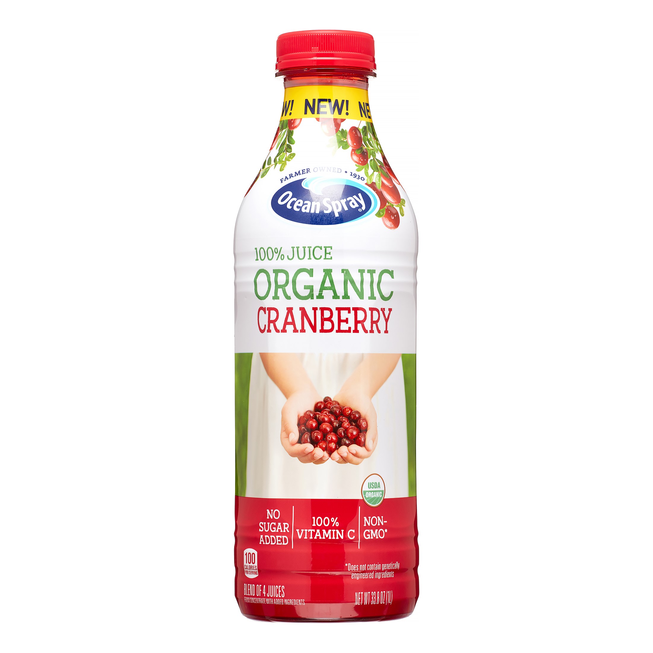 Ocean Spray Organic 100% Cranberry Juice, 33.8 Fl Oz