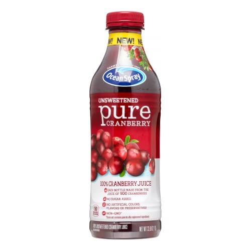 Ocean Spray 100% Pure Cranberry Juice, Unsweetend, 33.8 Fl Oz (Pack of 8)