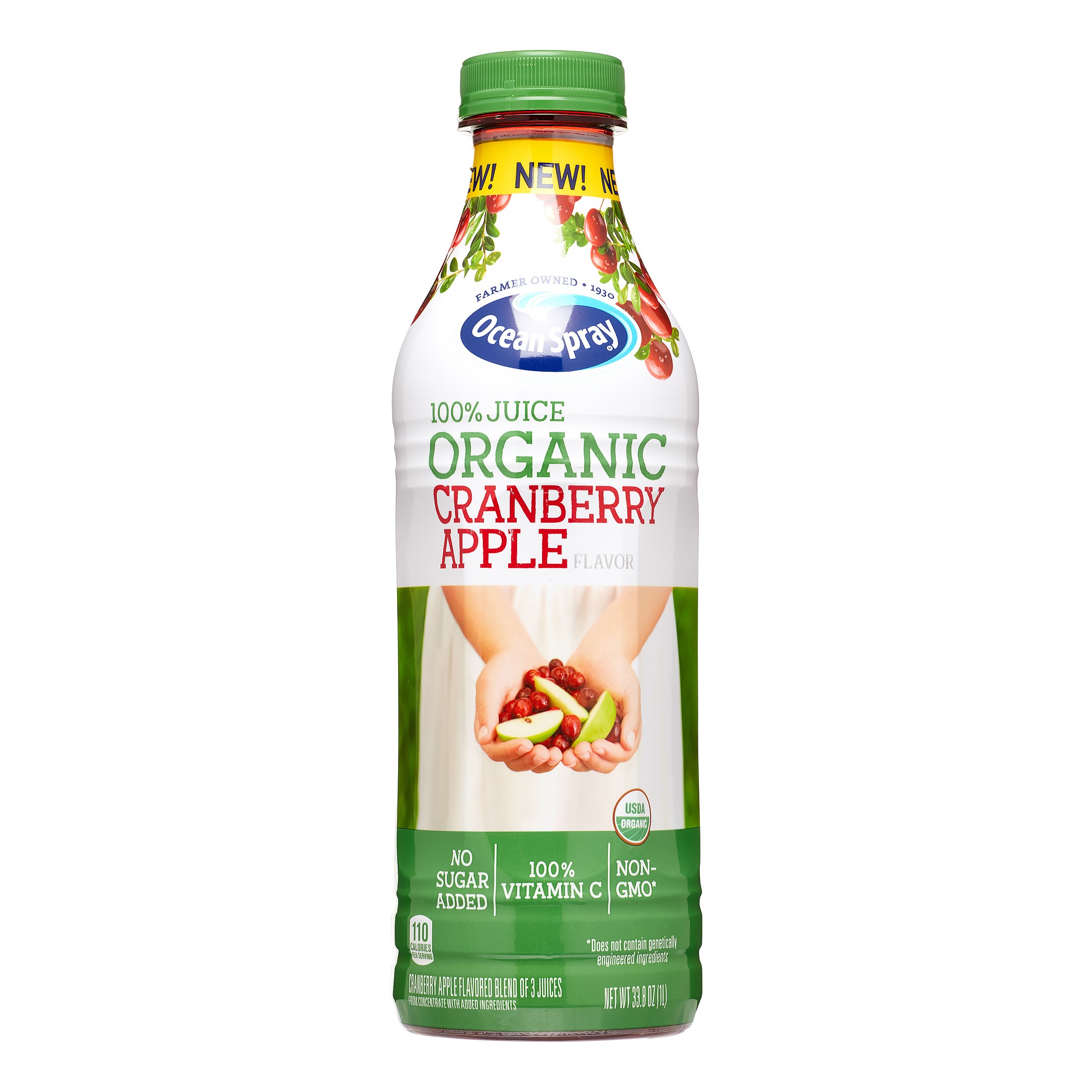 Ocean Spray Organic 100% Juice, Cranberry Apple, 33.8 Fl Oz