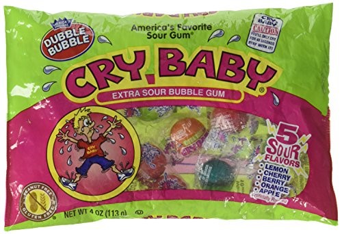 Dubble Bubble, Bubble Gum Cry Baby Extra Sour Candy (4 Ounce Bag)