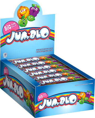 Rainblo Jumblo Big Bubble Gum Balls, Assorted Fruit Flavors, 2.5 Oz, 24 Ct