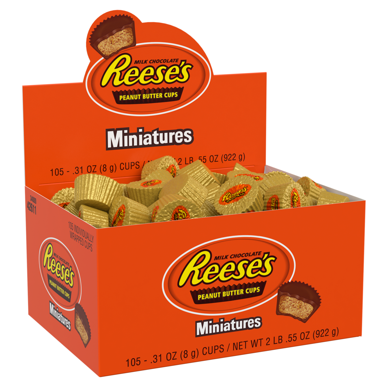 REESE S Miniatures Milk Chocolate Snack Size  Bulk Gluten Free  Individually Wrapped Peanut Butter Cups Candy Packs  0.31 Oz (105 Pieces)