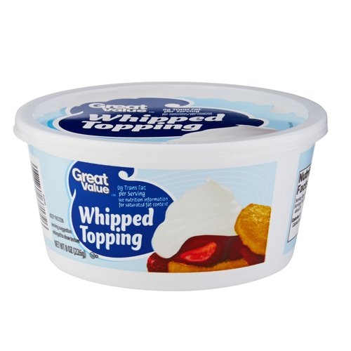Great Value Whipped Topping, Whipped Topping with a Light Creamy Texture, 8 Ounces Image
