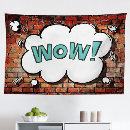Brick Wall Tapestry  Colorful Grunge Scribbled Drawing on Surface Town Counter Culture Artisan  Fabric Wall Hanging Decor for Bedroom Living Room Dorm