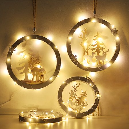 COOLL 1 Set Christmas Pendant Tree Deer Pattern Wear-Resistant Wood Wall Background Hangings Home Decor  Color#3119