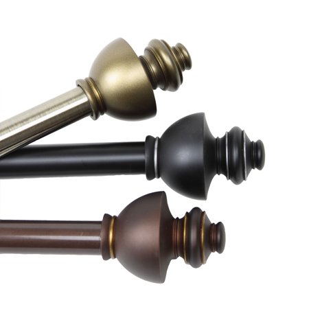 13/16  Dia Adjustable 66-120 Inch Curtain Rod with Giulia Finials - Cocoa (4804-667)
