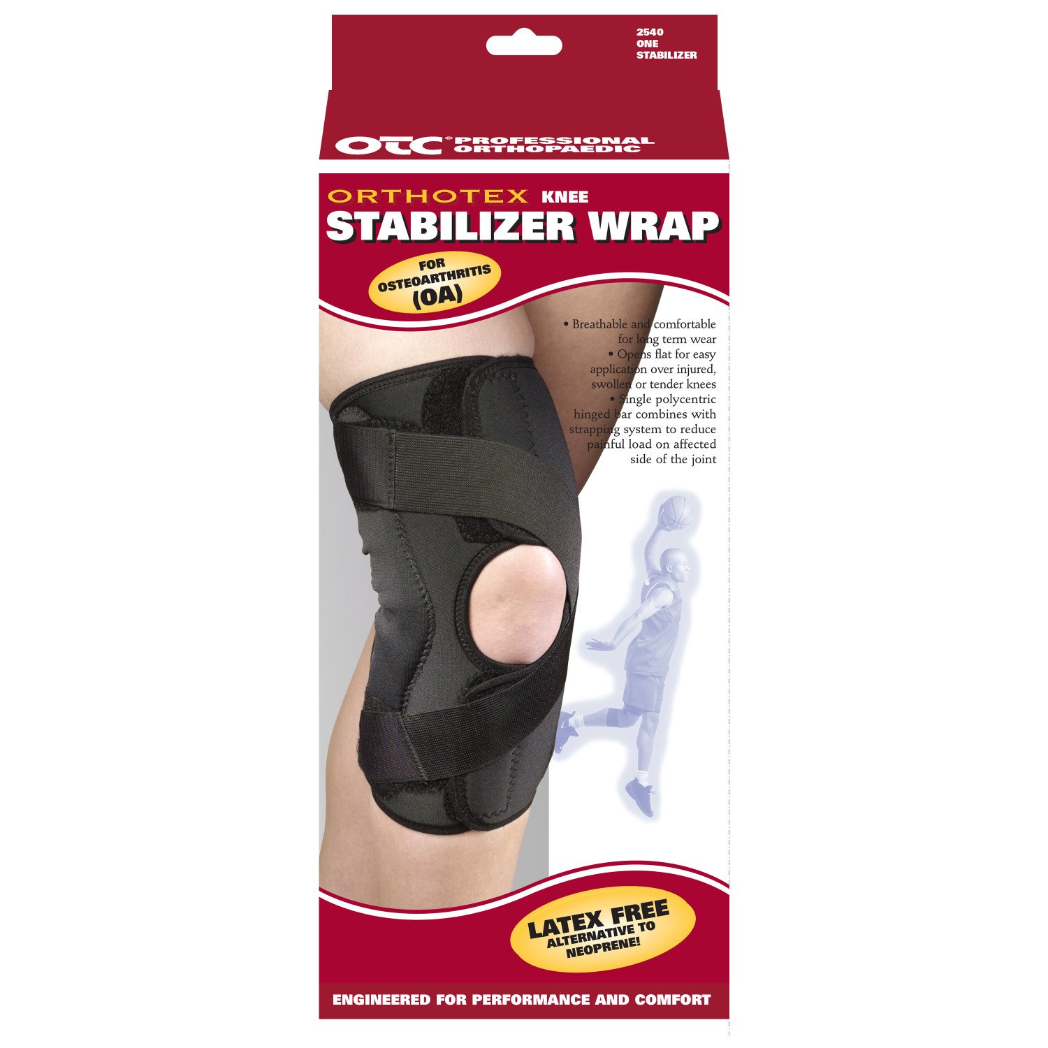 2540 OTC Orthotex Knee Stabilizer Wrap for OA  Black  Right Leg  Large