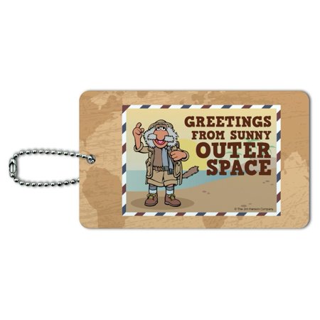 Greetings from Sunny Outer Space Uncle Travelling Matt Fraggle Rock Luggage Card Suitcase Carry-on ID Tag