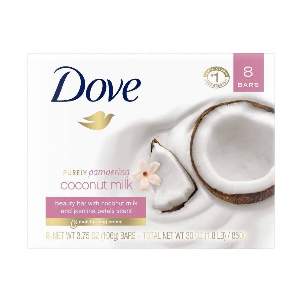 Dove Beauty Bar Women S Bath Soap Restoring Coconut & Cocoa Butter  3.75 Oz 8 Bars