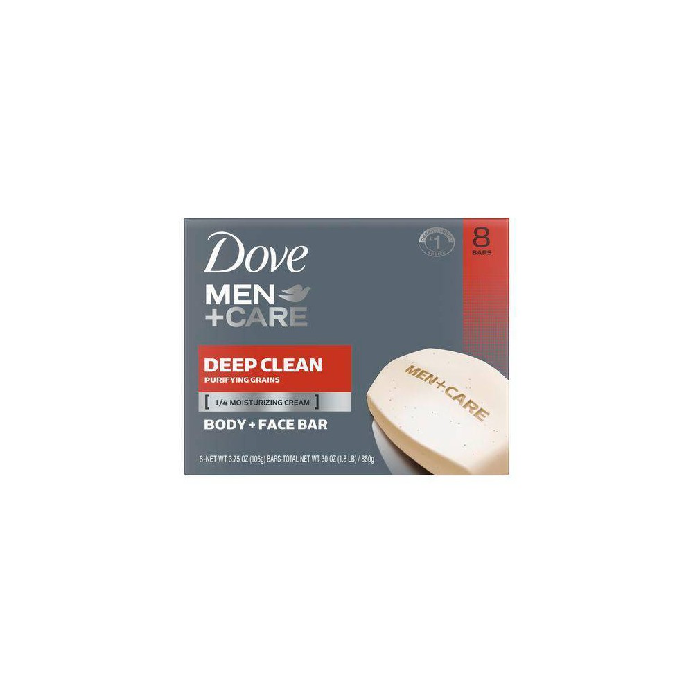 Dove Men+Care 3-in-1 Deep Clean Hand & Body + Face + Exfoliation Bar Soap - 3.75oz/8pk