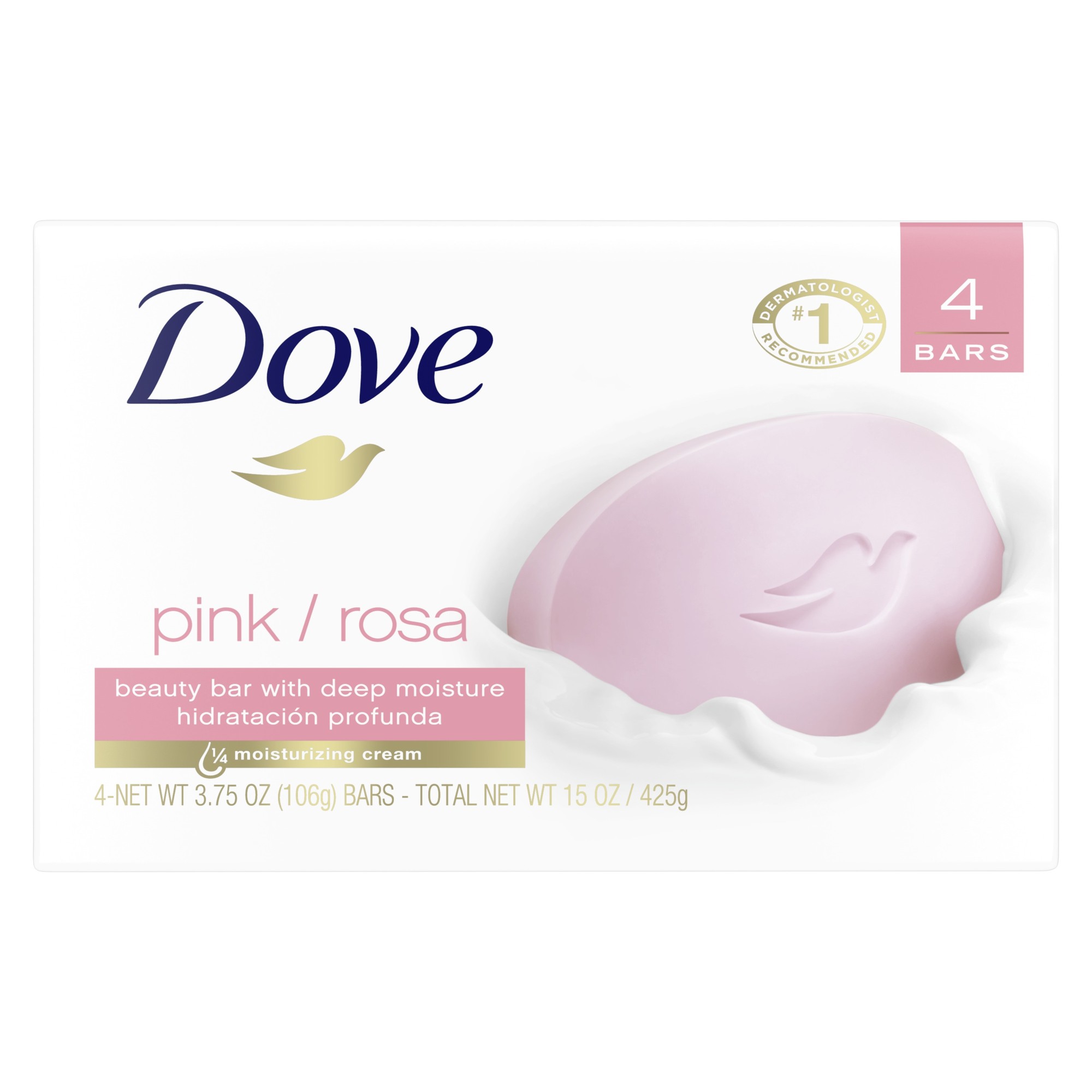 Dove Beauty Bar Women S Bath Soap Gentle Pink Rosa Moisturizing All Skin  3.75 Oz 4 Bars