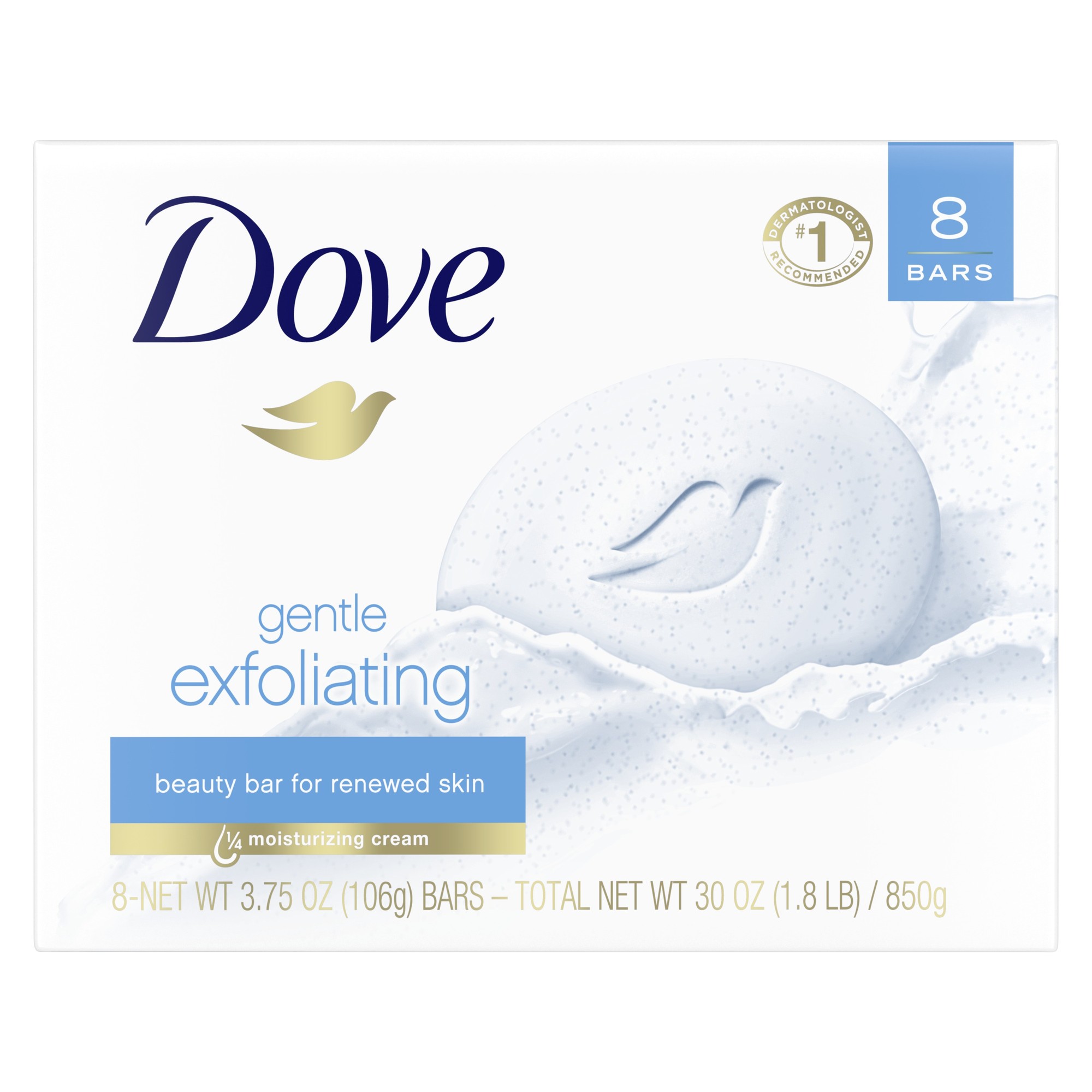 Dove Beauty Bar Women S Bath Soap Gentle Exfoliating  3.75 Oz 8 Bars