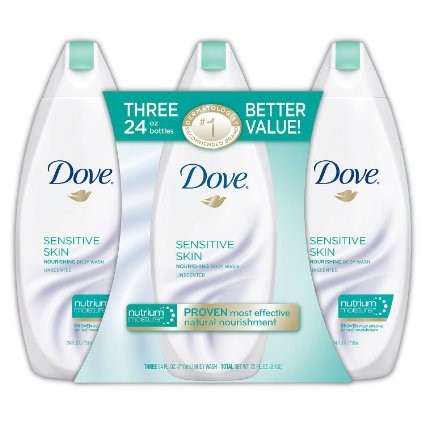 Dove Sensitive Skin Body Wash  24 Ounce (Pack of 3)