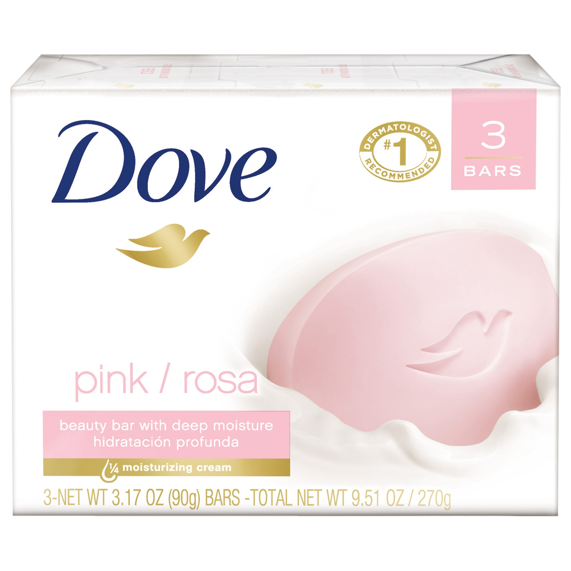 Dove Beauty Bar Gentle Skin Cleanser Pink More Moisturizing Than Bar Soap Moisturizing for Gentle Soft Skin Care 3.17 Oz  3 Bars