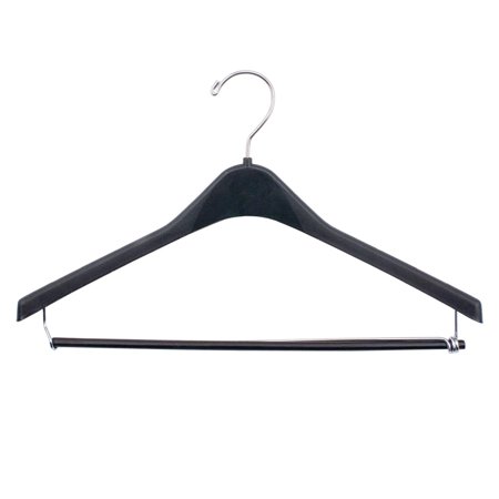 NAHANCO 2518 Concave Suit Hanger with Bar and Round Hook  18   Black (Pack of 100)