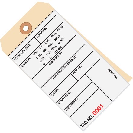 6 1/4 X 3 1/8  Inventory Tags 2 Part 5000-5499 #8 Carbonless 500/Case
