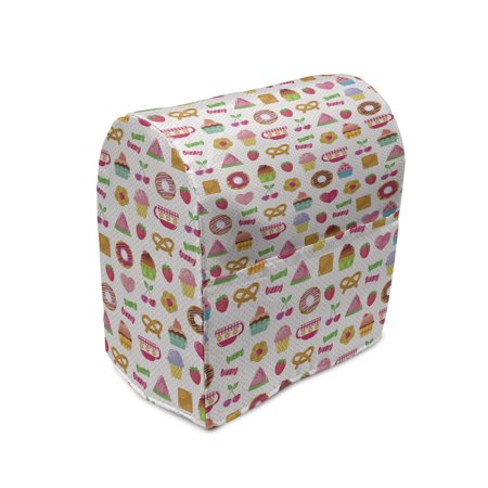 Dessert Stand Mixer Cover  Confectionary Pattern of Pretzels and Candies on Pinky Polka Dotted Background  Kitchen Appliance Organizer Bag Cover with 