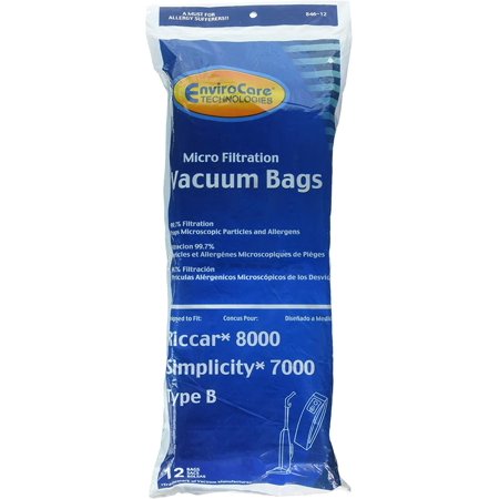 12 Riccar 8000 & Simplicity 7000 Type B Vaccum Bags  Upright  Commercial Vacuum Cleaners  8000  7000  7200  7250  7300  7350  7700  7750  7900  7950  
