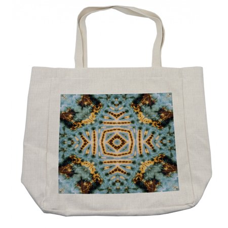 Hippie Shopping Bag  Close up Effect Hippie Motif Maya Clan in Dirt Tones Counter Culture Print  Eco-Friendly Reusable Bag for Groceries Beach and Mor