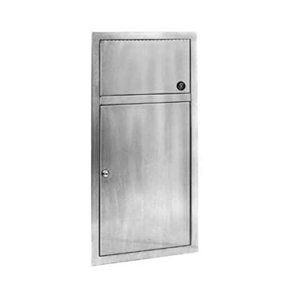 Bradley 3251-000000 - Waste Receptacle 2.8 Gallon with Embossed Push Flap - Recessed