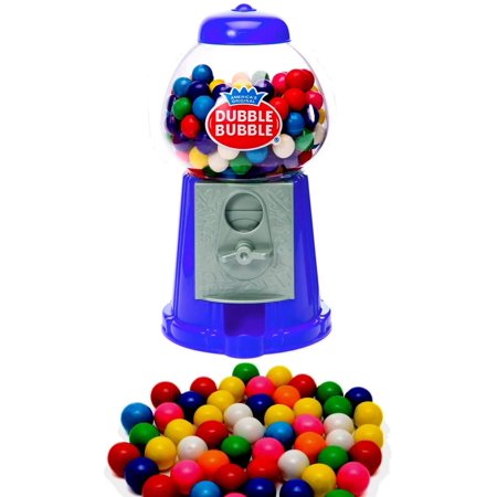 PlayO 7  Coin Operated Gumball Machine Toy Bank - Dubble Bubble Classic Style Includes 23 Gum Balls - Kids Coin Bank Candy Dispenser - Birthday Partie