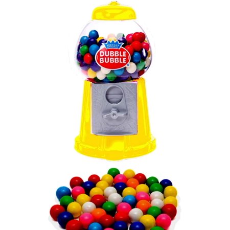 PlayO 7  Coin Operated Gumball Machine Toy Bank - Dubble Bubble Classic Style Includes 23 Gum Balls - Kids Coin Bank Candy Dispenser - Birthday Partie