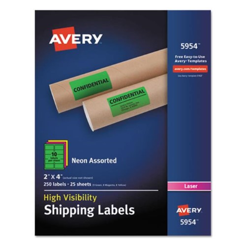 Avery-Dennison 5954 Neon Shipping Label, Magenta