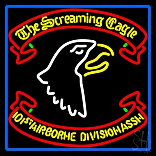 The Sign Store N105-12989-clear Airborne Division Screaming Eagle with Blue Border Clear Backing Neon Sign, 24 X 24 in.