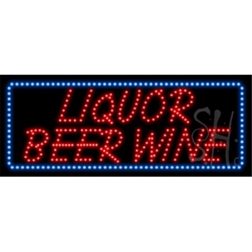The Sign Store L100-8994 Liquor Beer Wine Animated LED Sign, 13 X 32 X 1 in.
